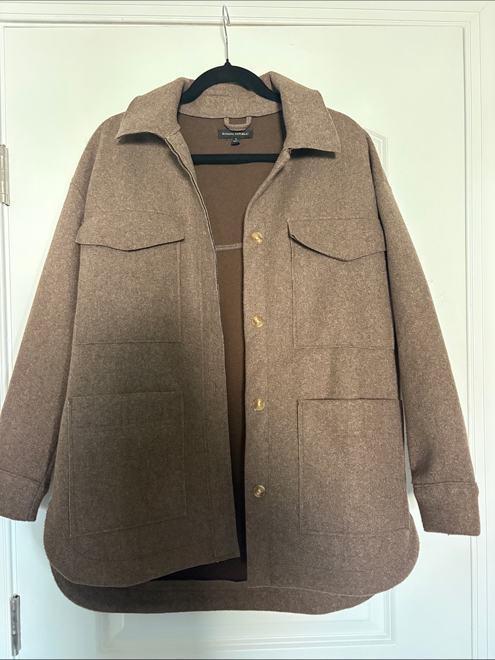 Banana Republic Men's Tan/Brown Wool-Blend Shirt Jacket